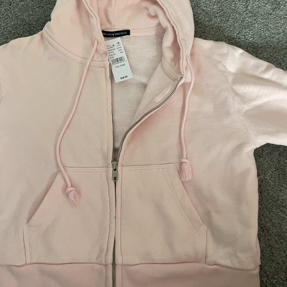 Pink Brandy Melville Cropped Hoodie